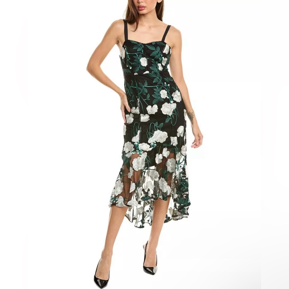 SAM EDELMAN Vine Flower Embroidery Midi Dress